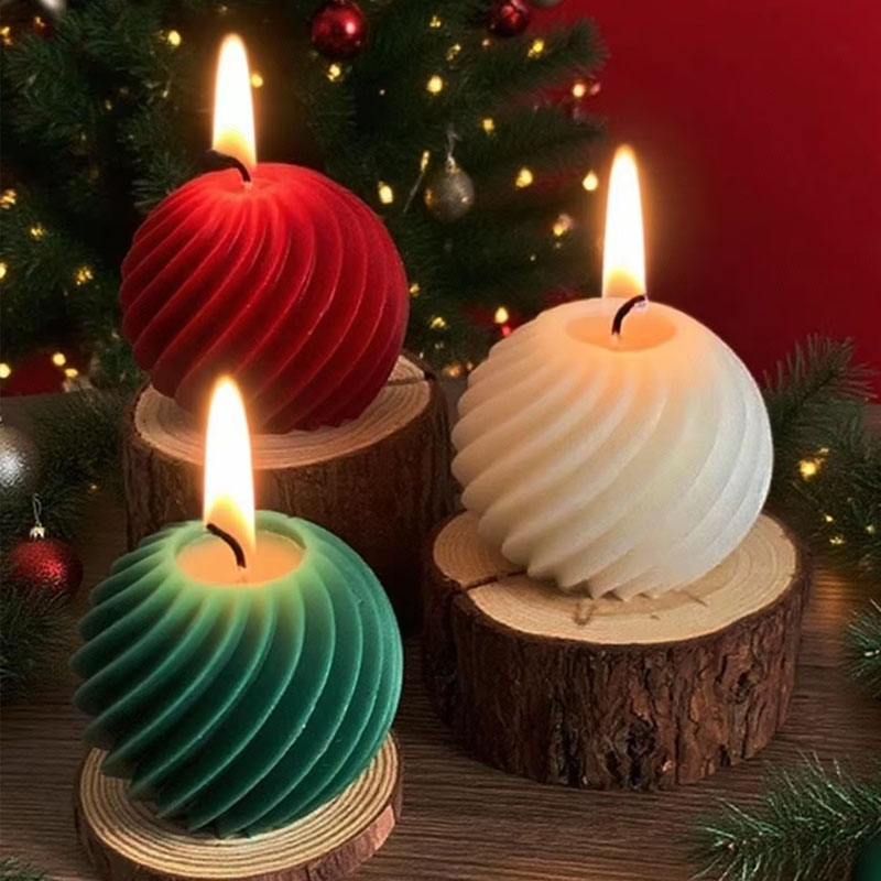 Candle Making Party - Spiral stripe Ball Silicone Candle Mold