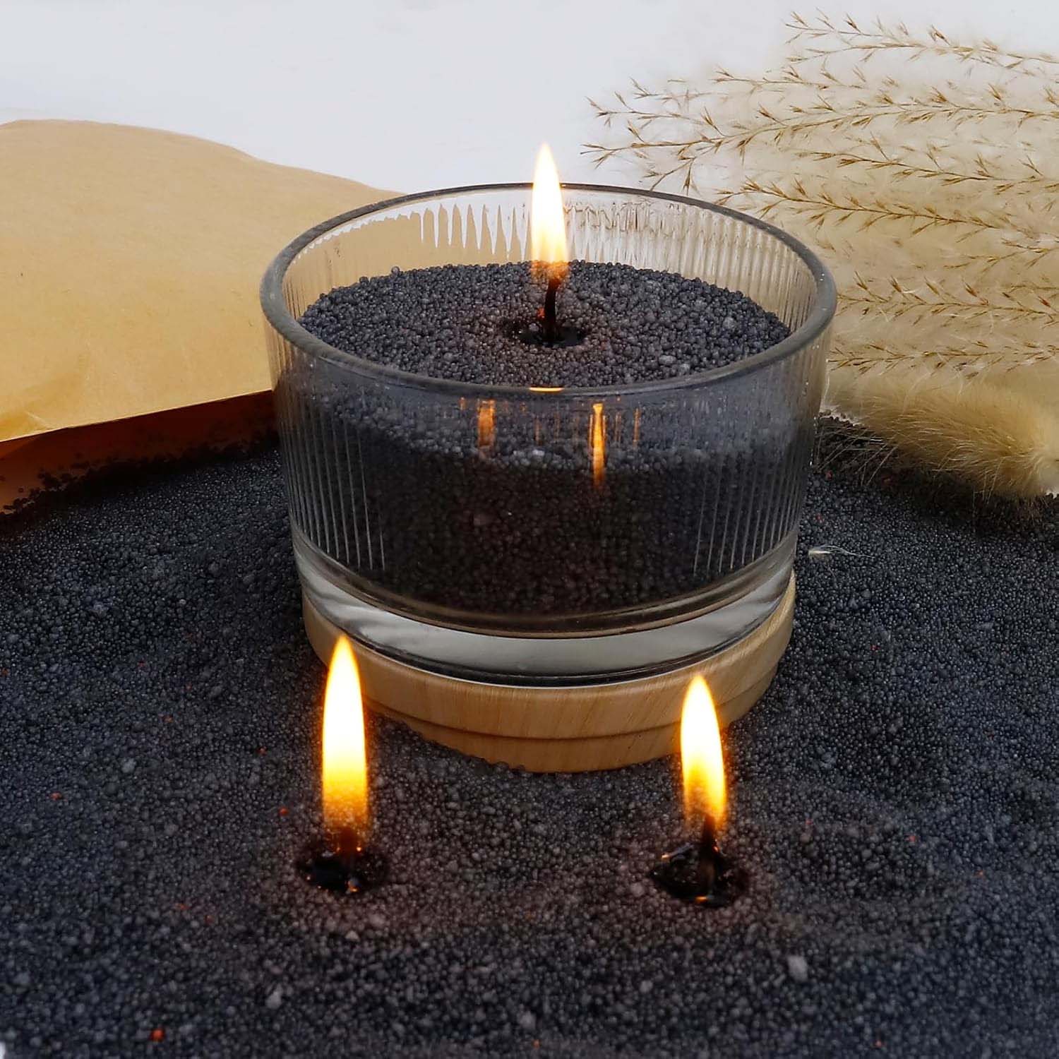 Candle Making Wax Melter - Black Candle Sand with Wick, 200g
