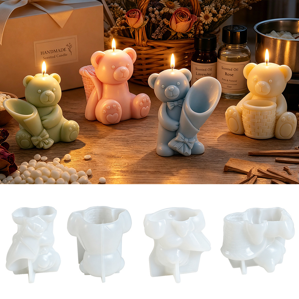 3D Flower Hugging Bear Candle  - Candle Making Diy ulasan dan harga