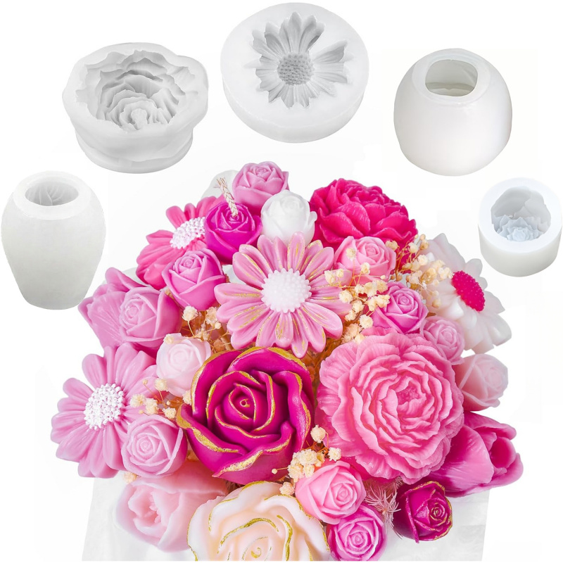 5Flower Candle Mold Set，3D Flo - Candle Making Party ulasan dan harga