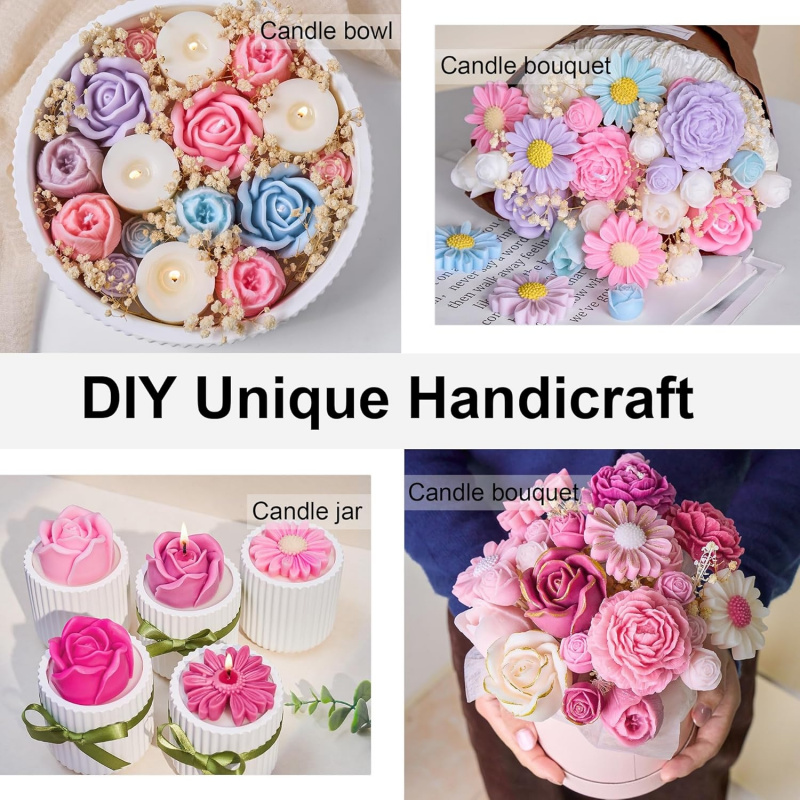 5Flower Candle Mold Set，3D Flo - Candle Making Party ulasan dan harga