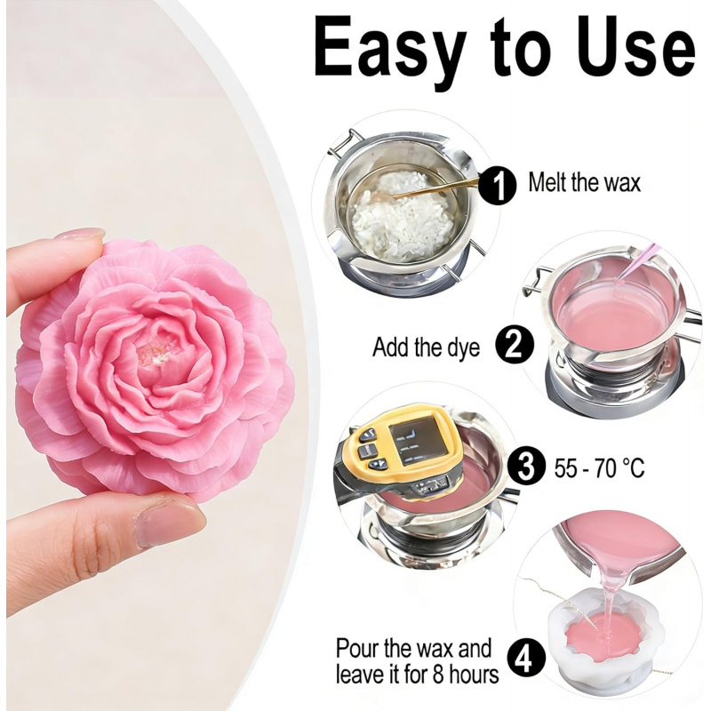 5Flower Candle Mold Set，3D Flo - Candle Making Party ulasan dan harga