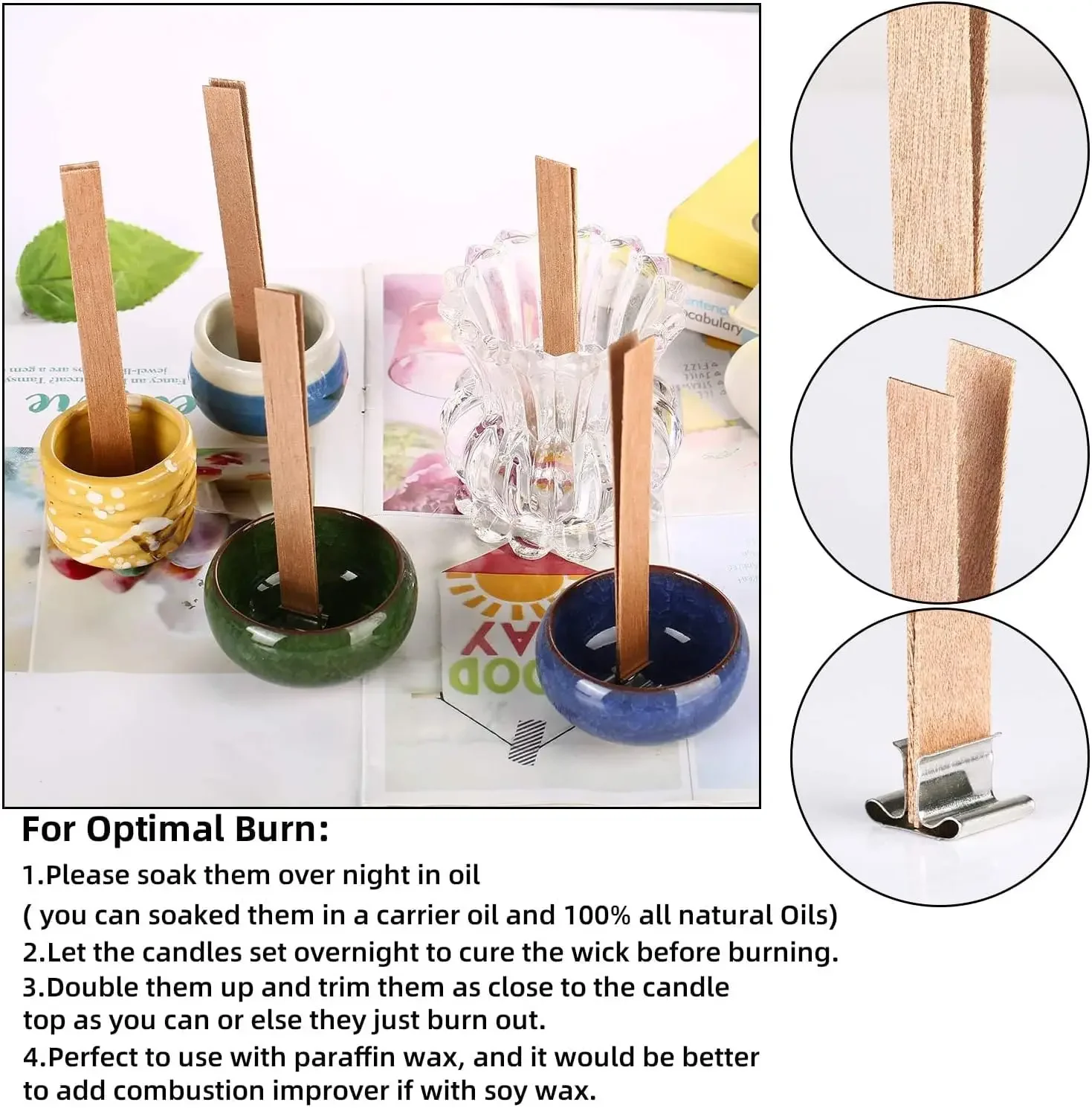 1-5Bags Wooden Candle Wicks wi - Wood Wick Crackle ulasan dan harga